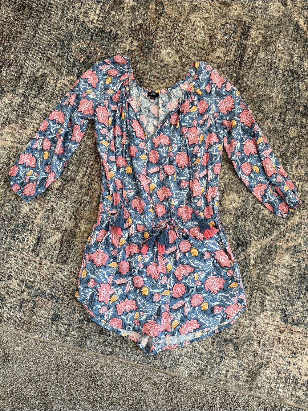 Loft Floral Tassel Romper XS